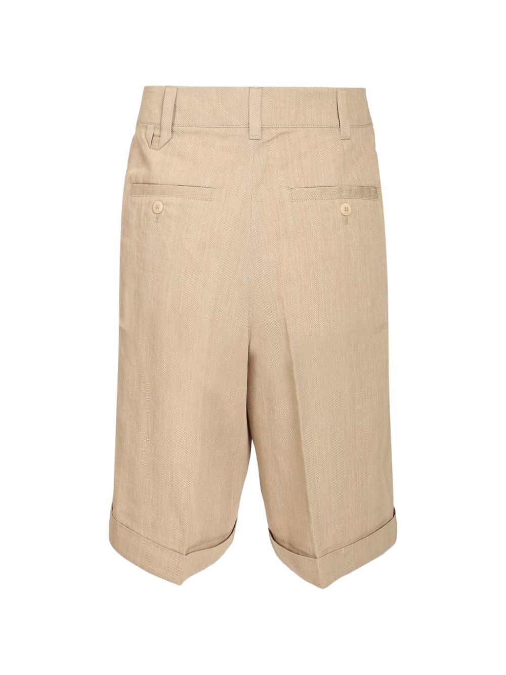 JACQUEMUS Bermuda lunghi beige in cotone con pinces