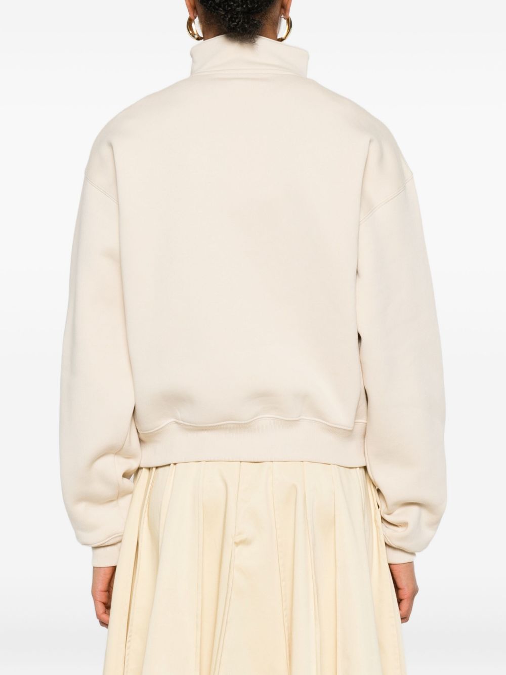 JACQUEMUS Felpa Gros Grain beige con zip