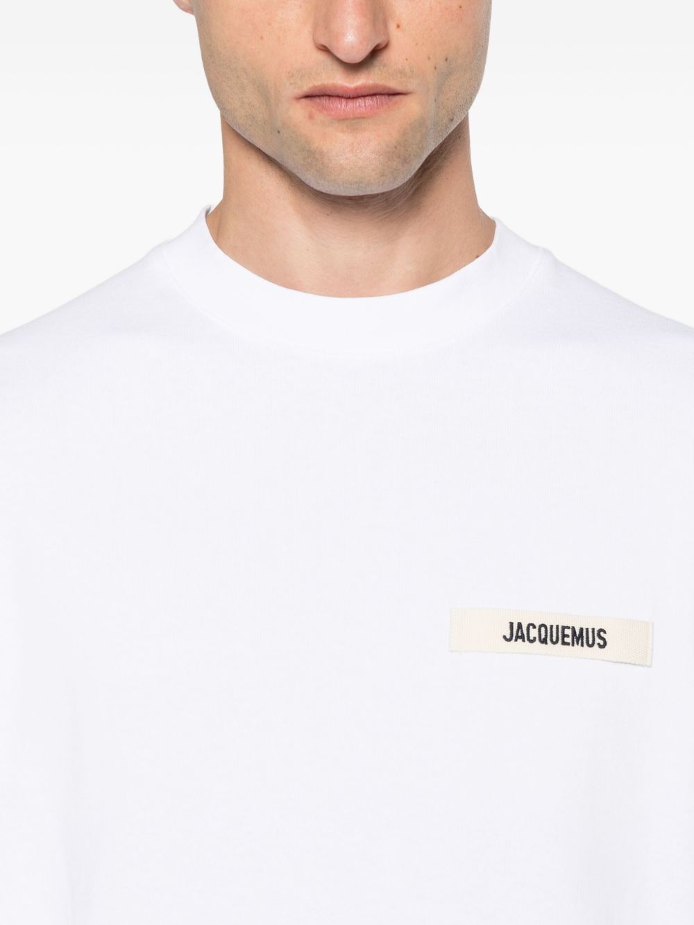 JACQUEMUS T-shirt Gros Grain bianca a maniche lunghe