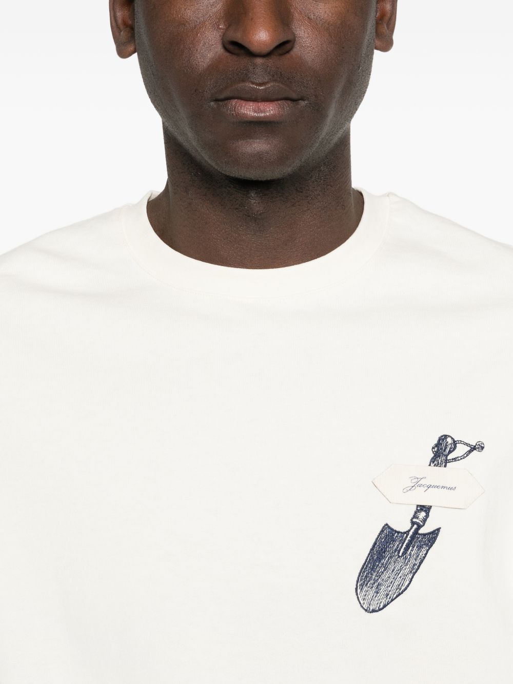 JACQUEMUS T-shirt Pelle bianca in cotonecon stampa