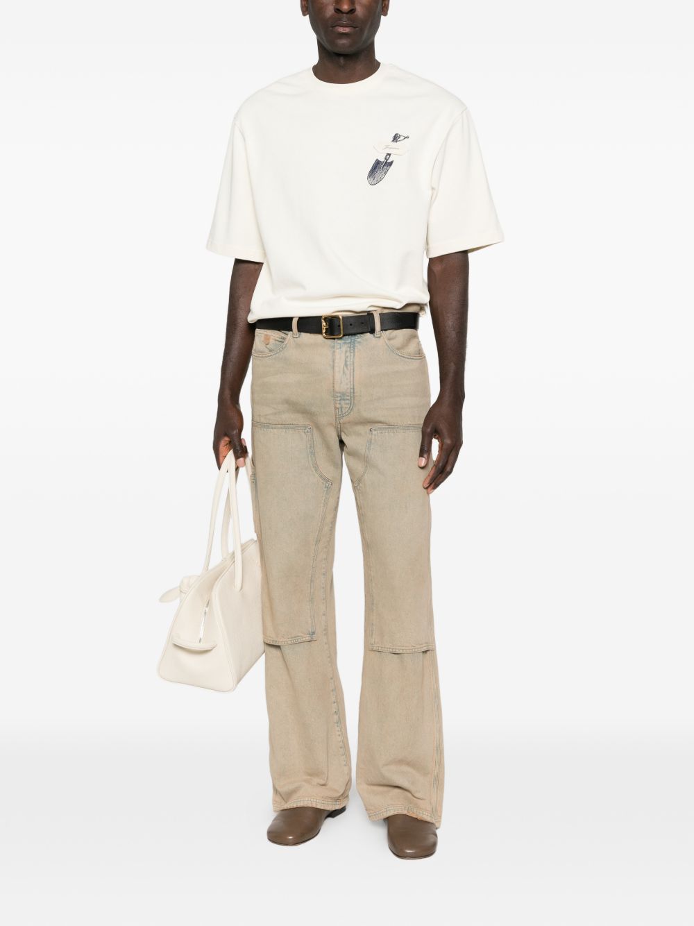 JACQUEMUS T-shirt Pelle bianca in cotonecon stampa