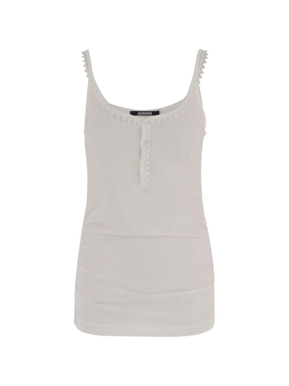 JACQUEMUS Top Clavela in cotone bianco con mezza abbottonatura