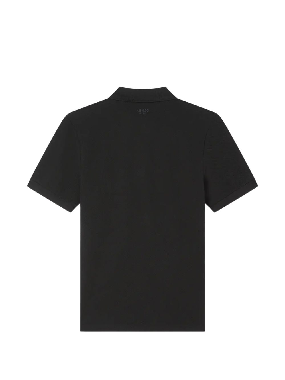 KENZO Polo nera in cotone con logo cucito