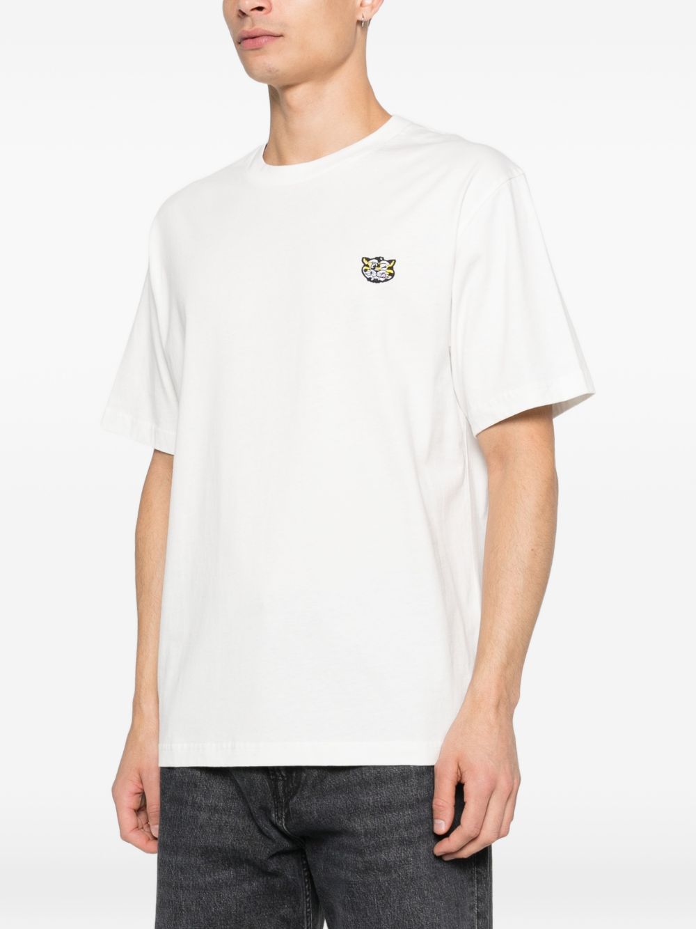 KENZO T-shirt in cotone bianco con patch tigre