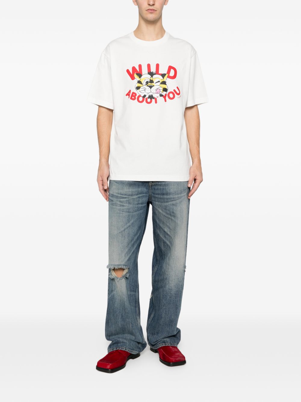 KENZO T-shirt in cotone bianco con stampa