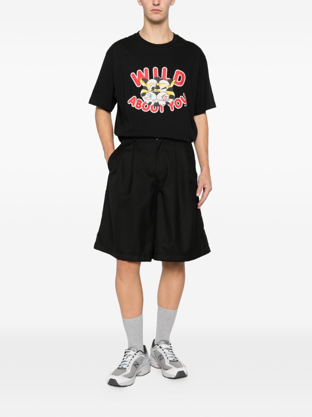 KENZO T-shirt in cotone nero con stampa