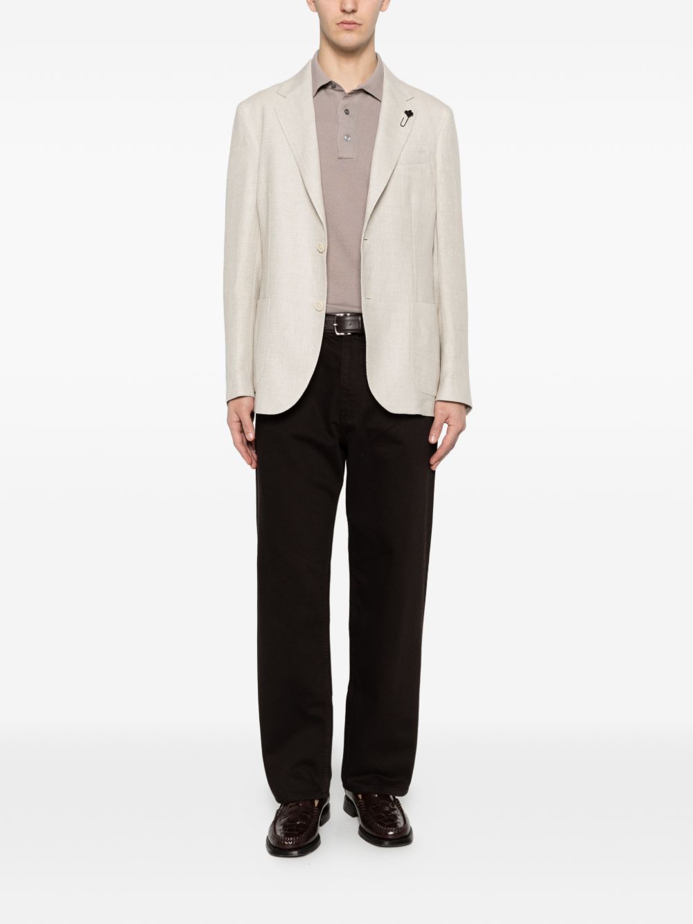 LARDINI Blazer beige con patch pockets
