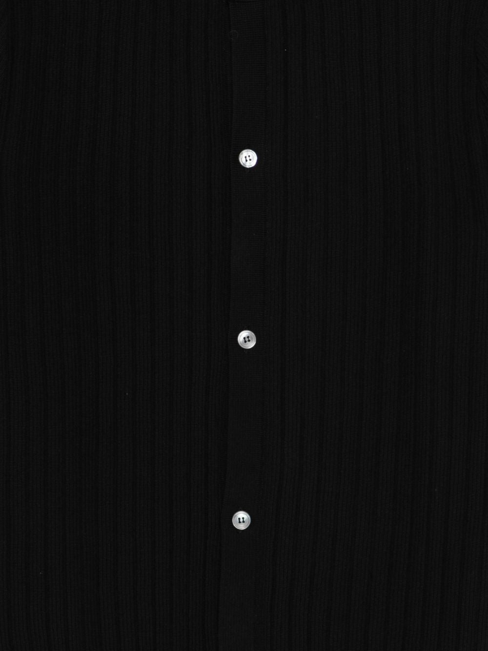 LARDINI Maglia in cotone nero con bottoni e maniche corte