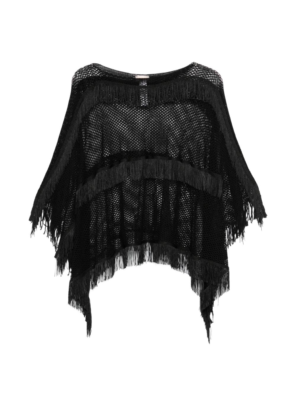LIUJO Poncho semitrasparente effetto crochet nero