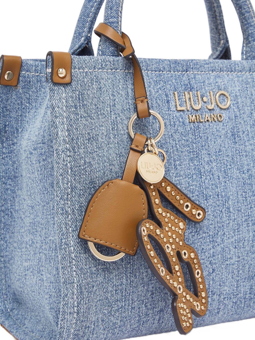 LIUJO Borsa tote a mano in denim con portachiavi