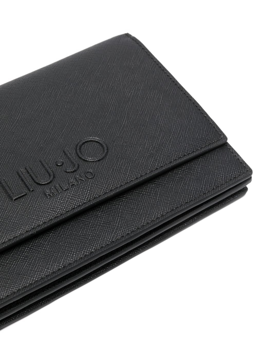LIUJO Borsa nera a tracolla con dettagli dorati e logo impresso