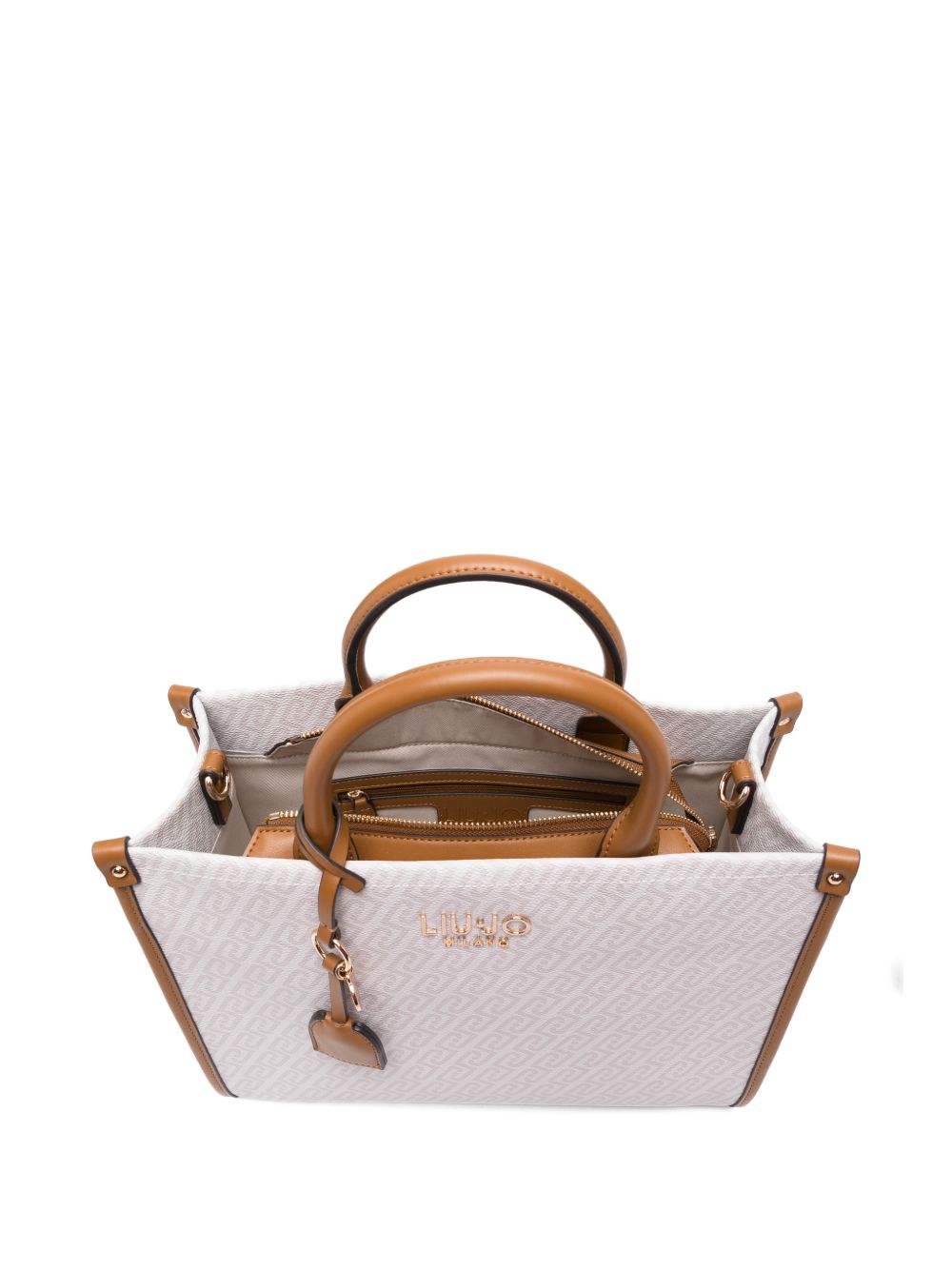 LIUJO Borsa a mano tote rosa con logo all-over