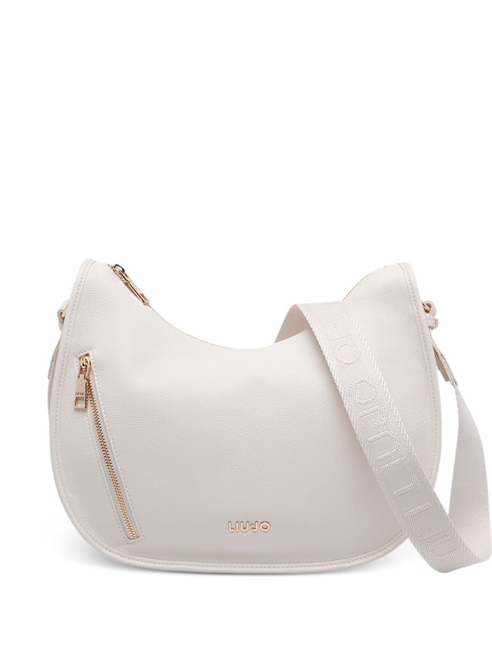 LIUJO Borsa a tracolla crema in ecopelle con tasca laterale