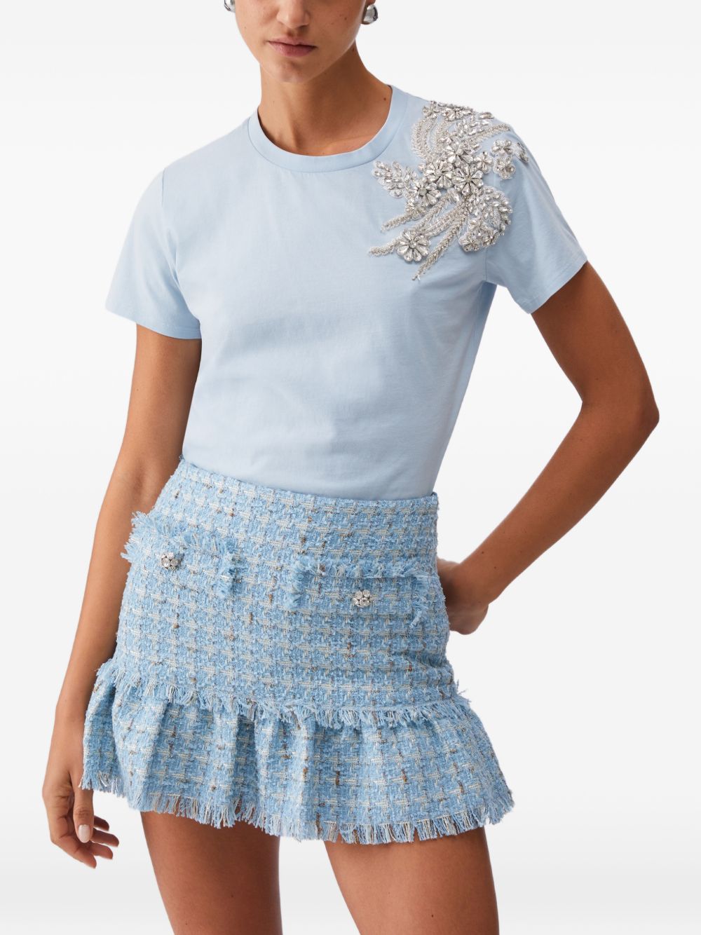 LIUJO T-shirt celeste impreziosita da strass
