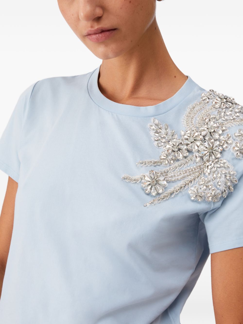 LIUJO T-shirt celeste impreziosita da strass