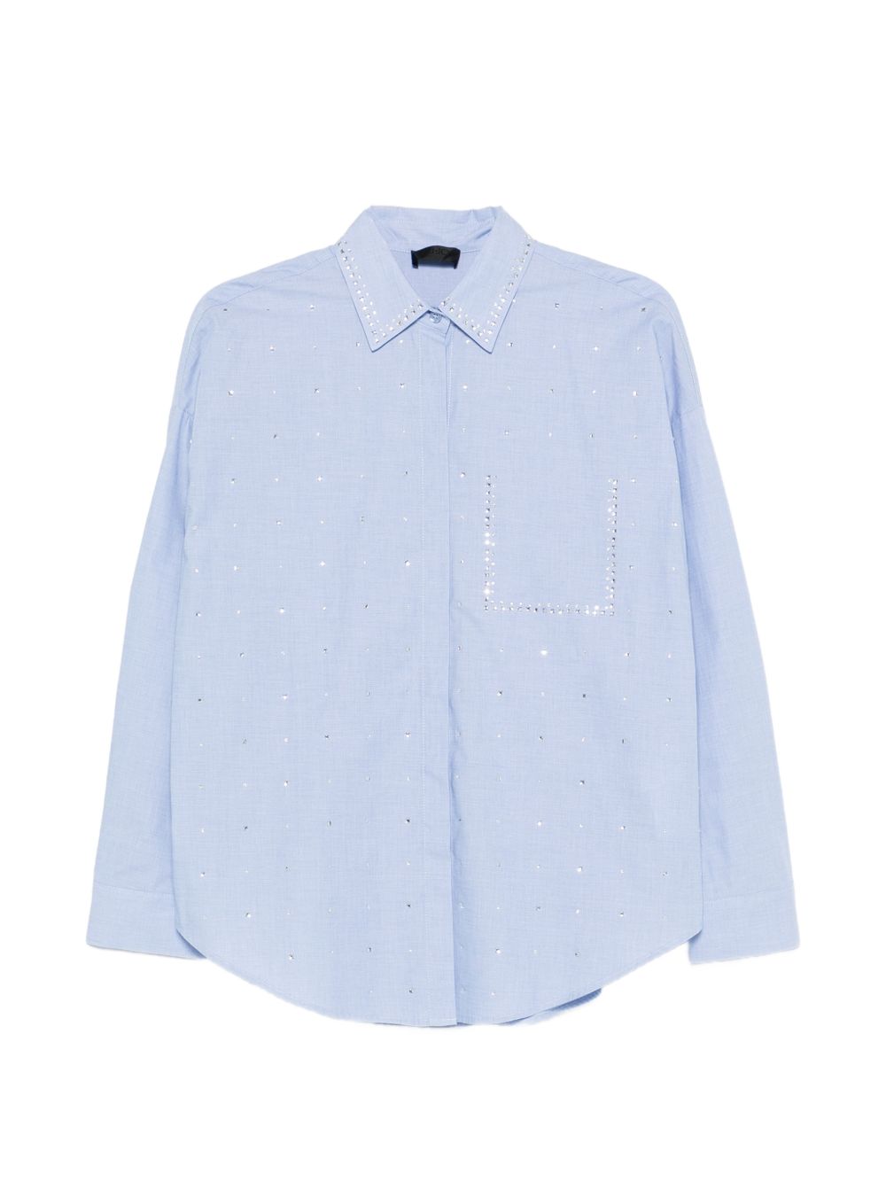 LIUJO Camicia azzurra a maniche lunghe con strass