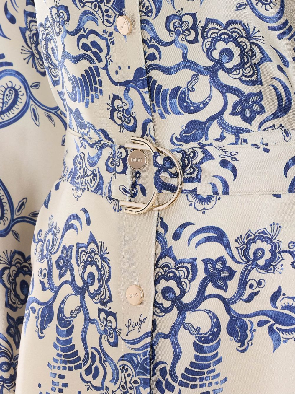 LIUJO Camicia con stampa floreale blu e cintura in vita