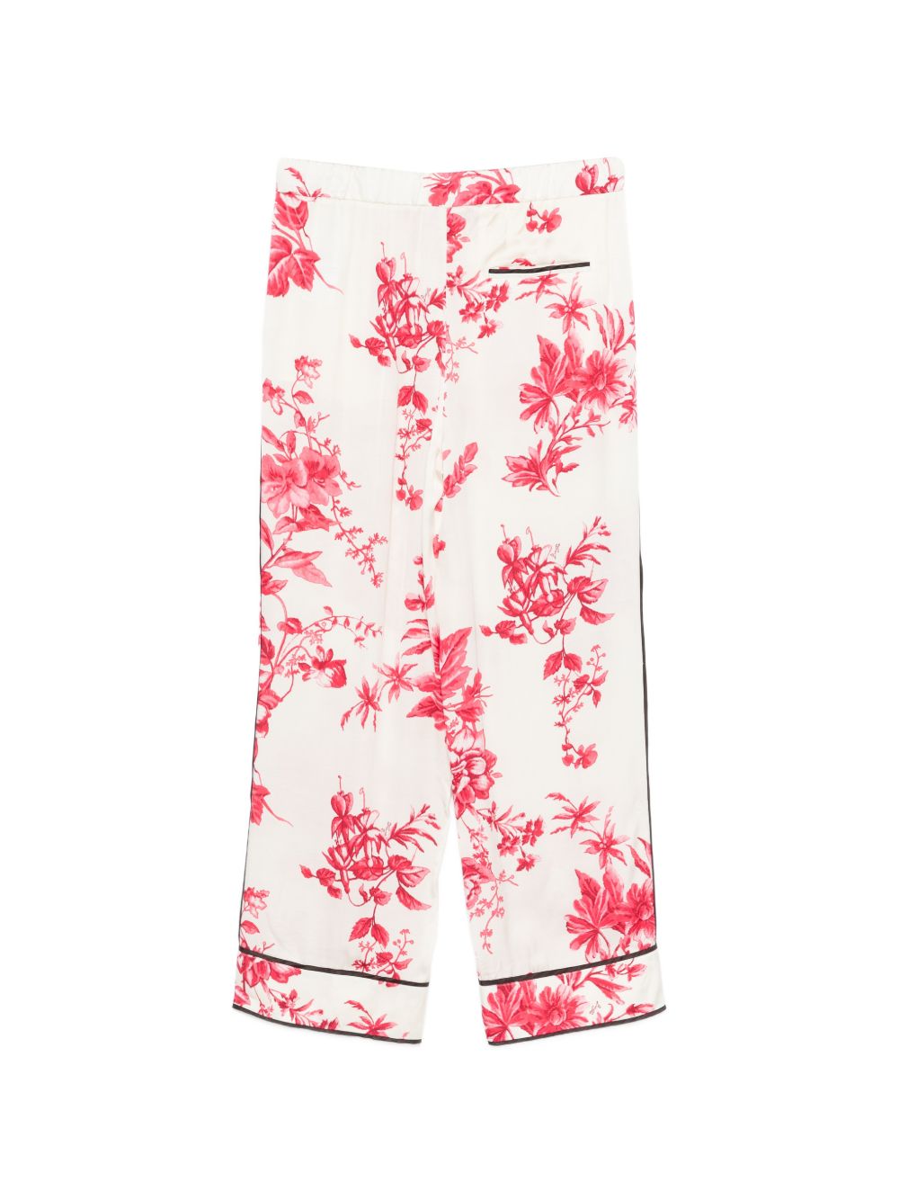 LIUJO Pantaloni bianchi con stampa floreale rossa