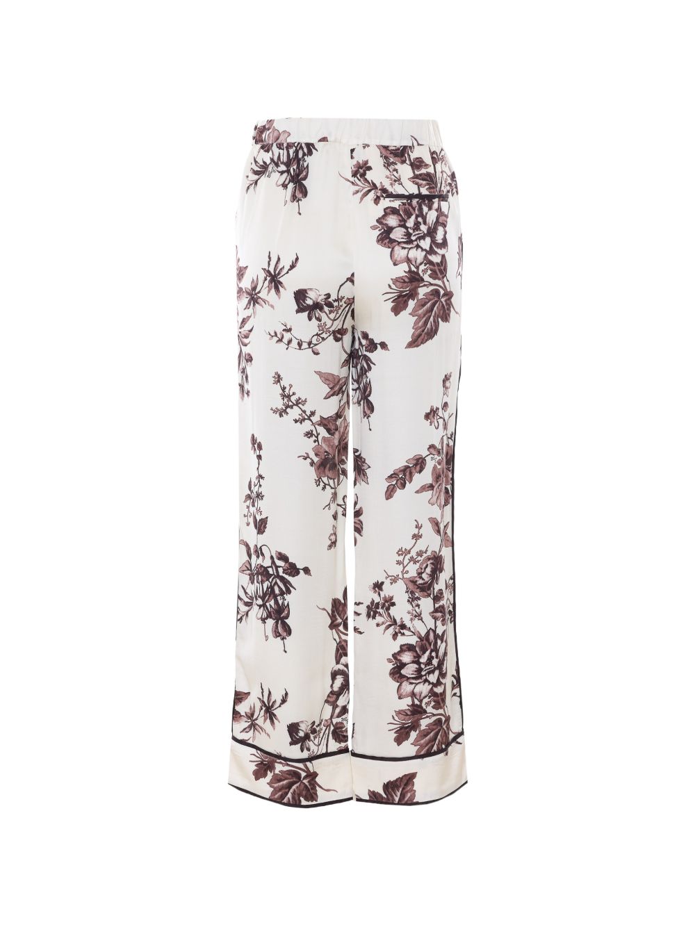 LIUJO Pantaloni bianchi con stampa floreale marrone