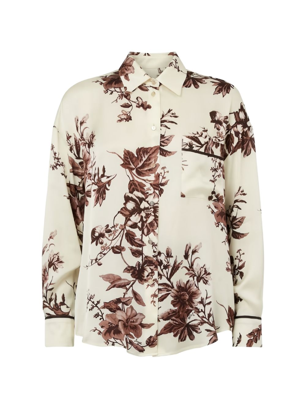 LIUJO Camcia con stampa floreale marrone