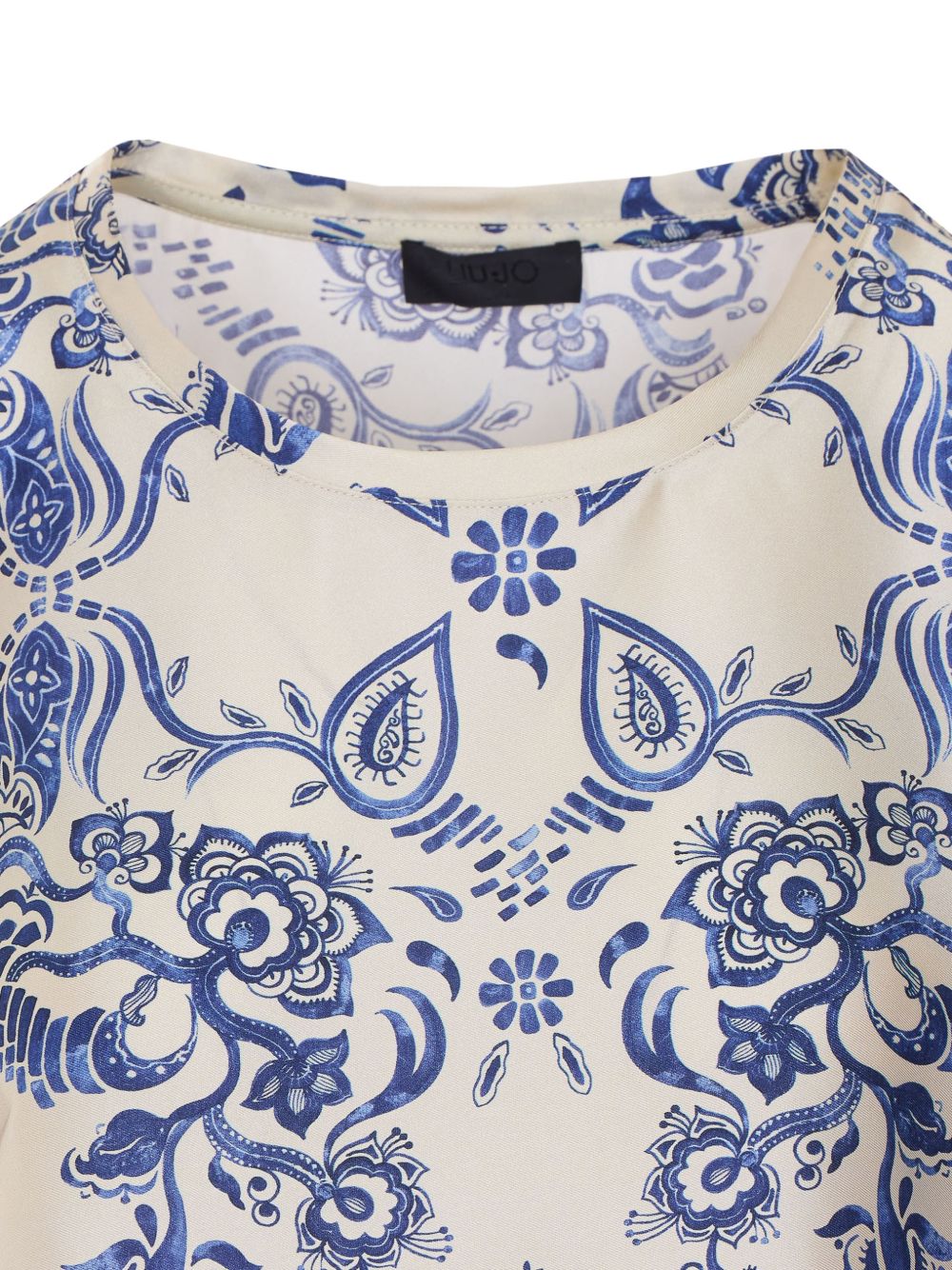 LIUJO Blusa a maniche corte con stampa floreale blu