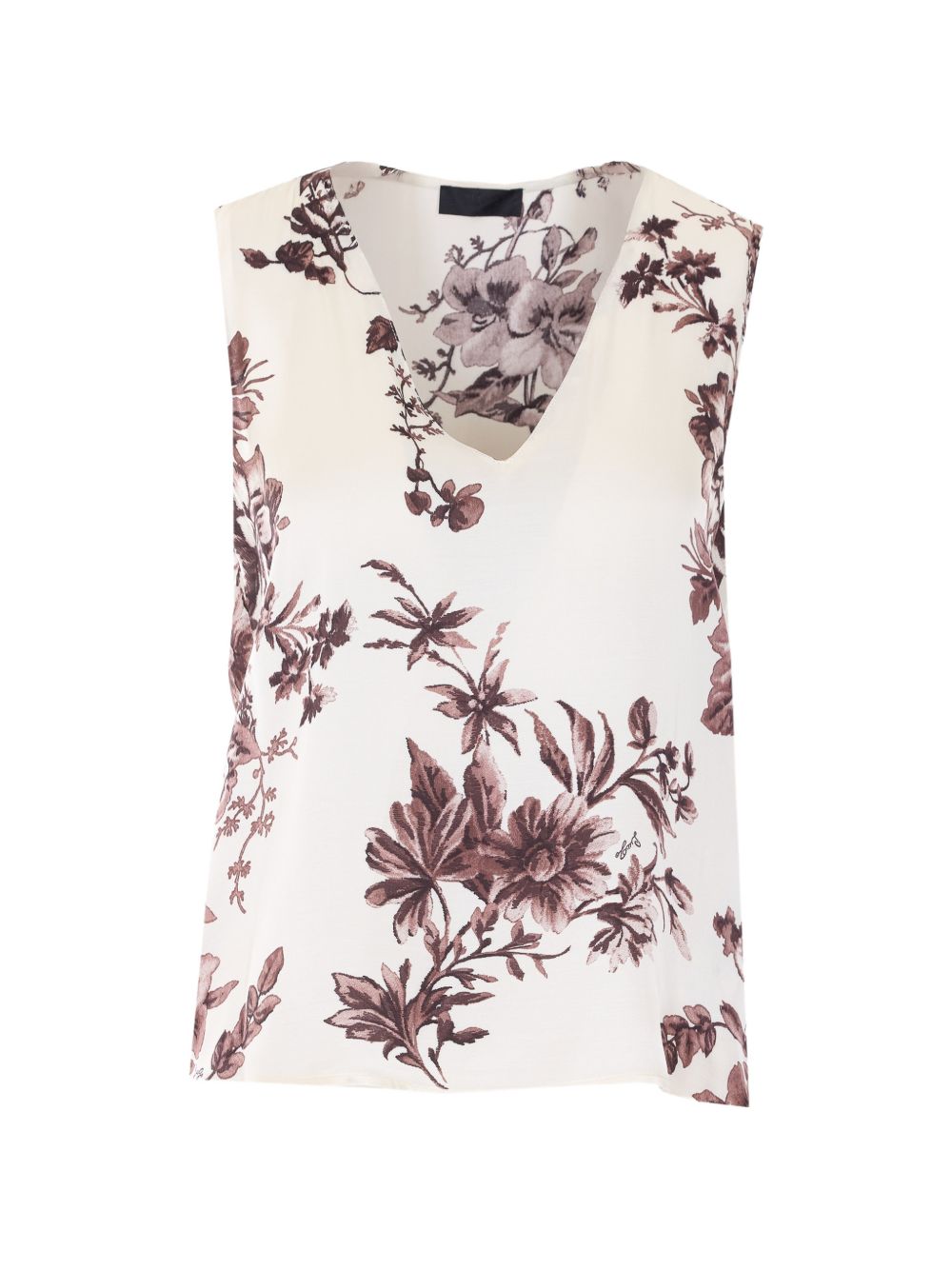 LIUJO Blusa a maniche corte con stampa floreale marrone