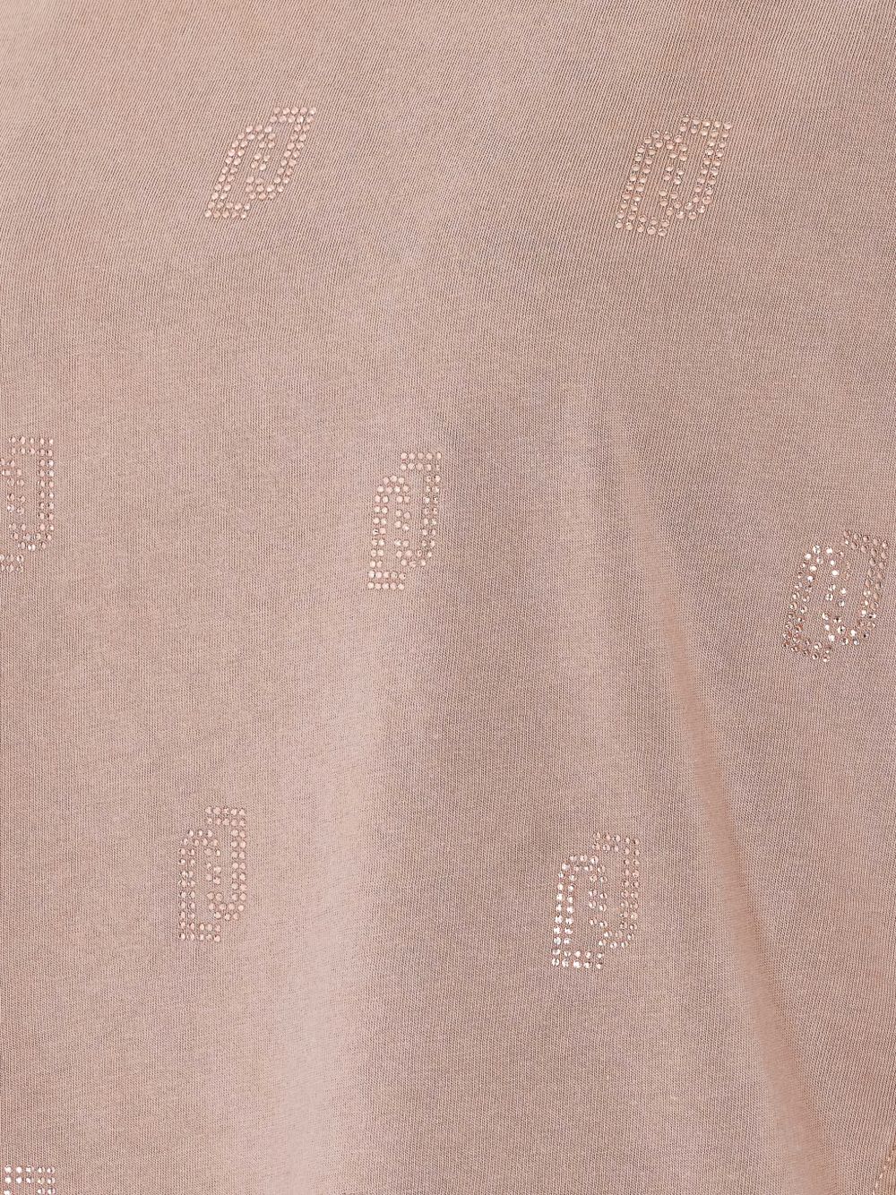 LIUJO T-shirt rosa in cotone a collo rotondo