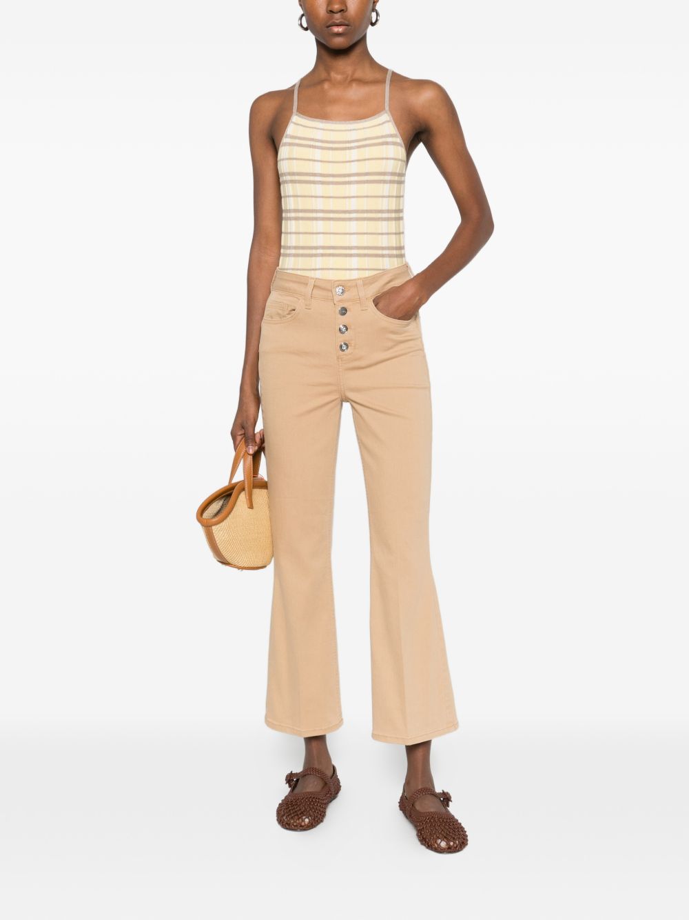 LIUJO Jeans beige con chiusura a bottoni