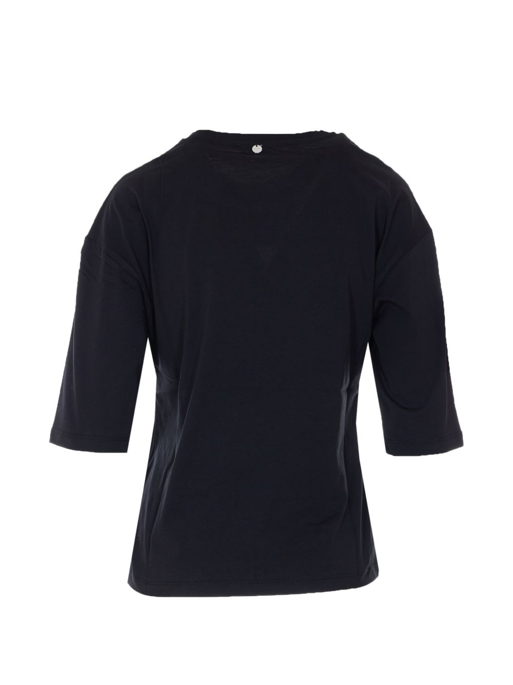 LIUJO T-shirt a maniche corte in cotone nero con decorazione girocollo