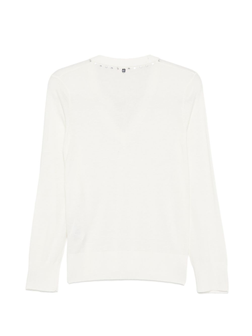 LIUJO Maglia bianca con scollo e borchiette