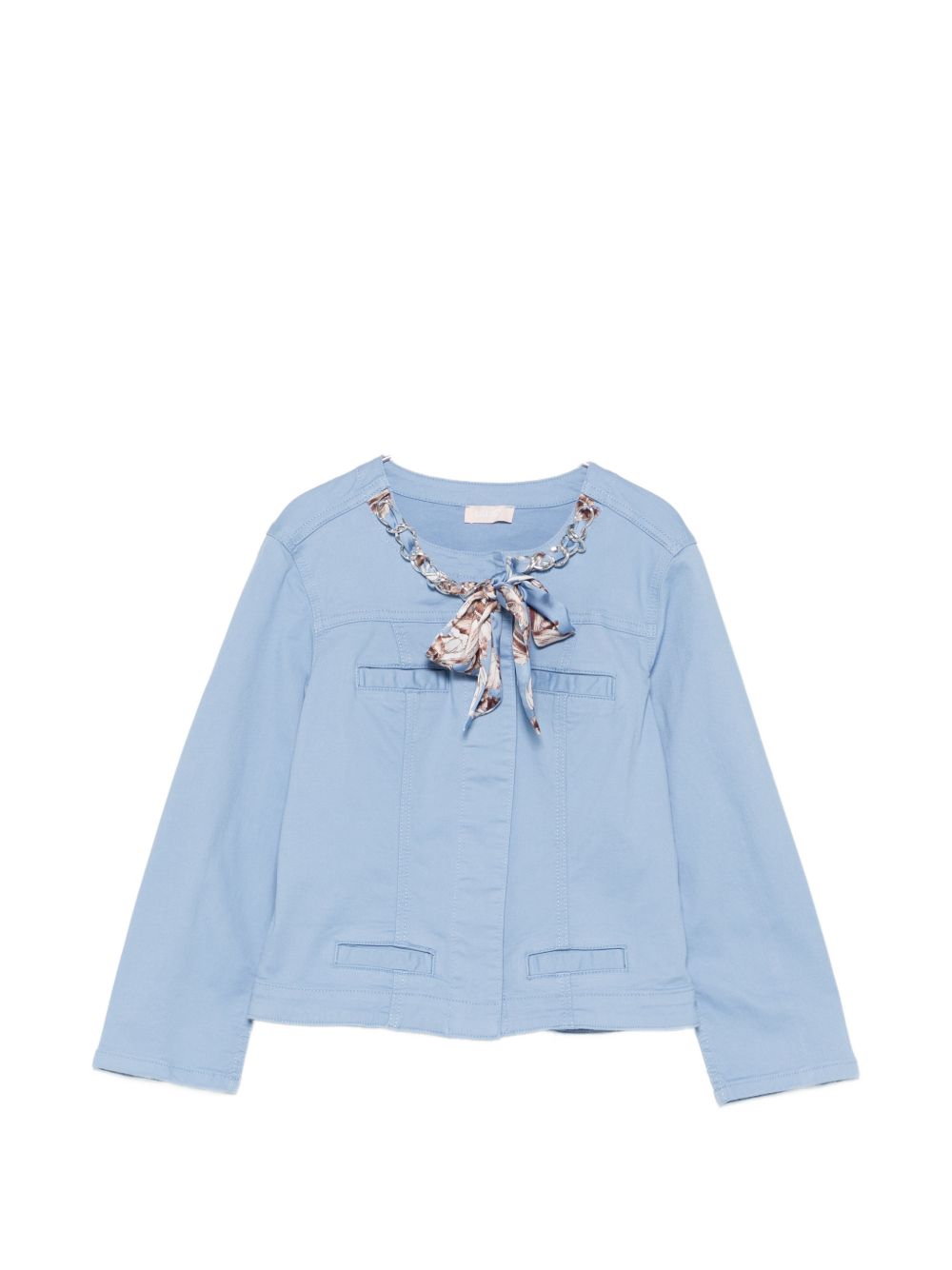 LIUJO Giacca con foulard girocollo celeste