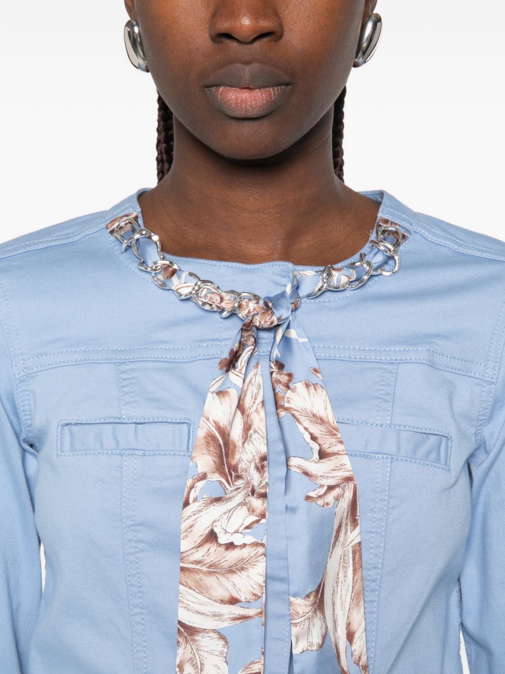 LIUJO Giacca con foulard girocollo celeste