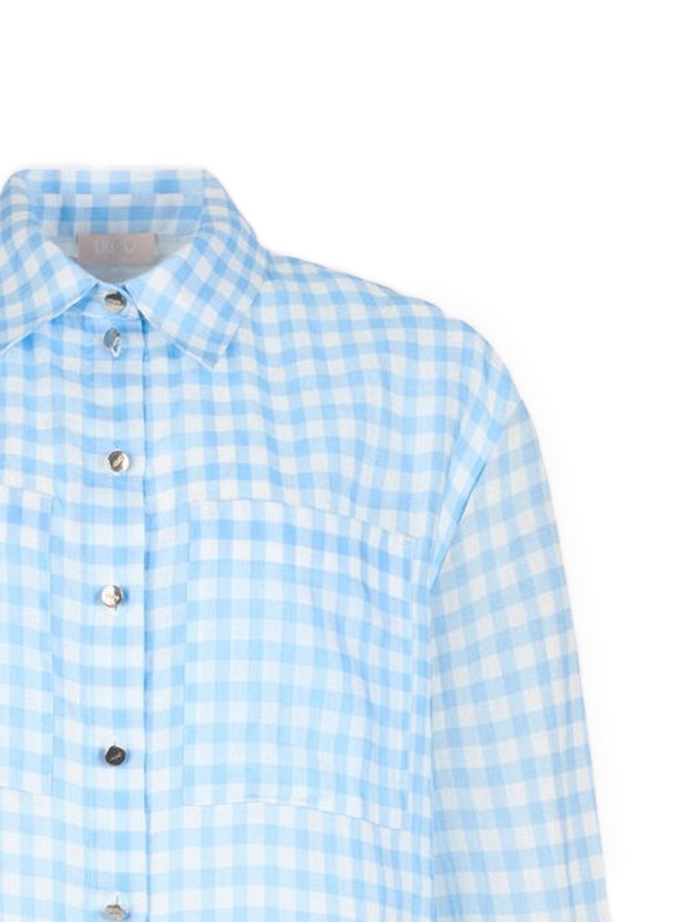LIUJO Camicia a quadretti celeste con tasche