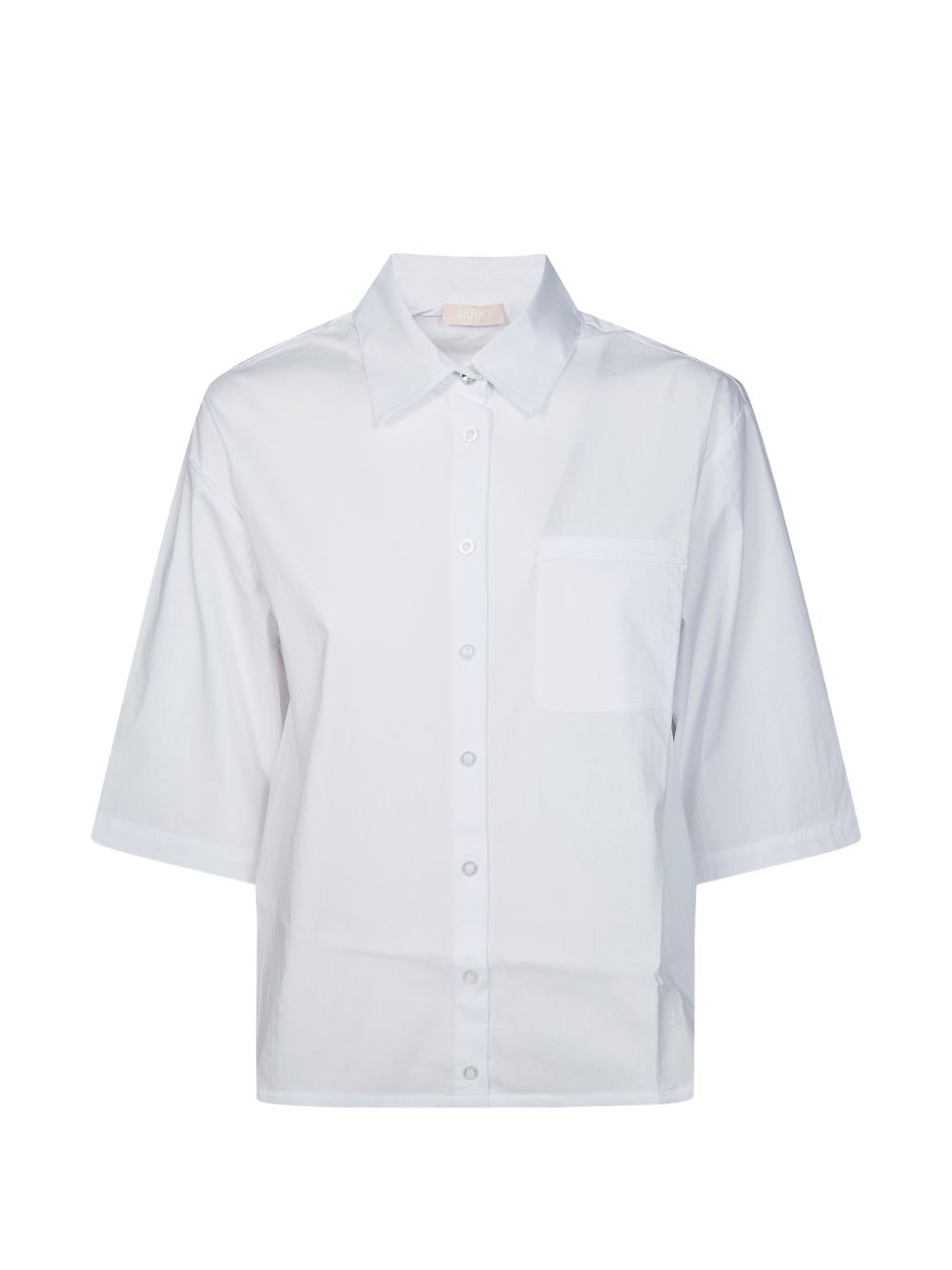 LIUJO Camicia con coulisse in vita e maniche 3/4 bianca