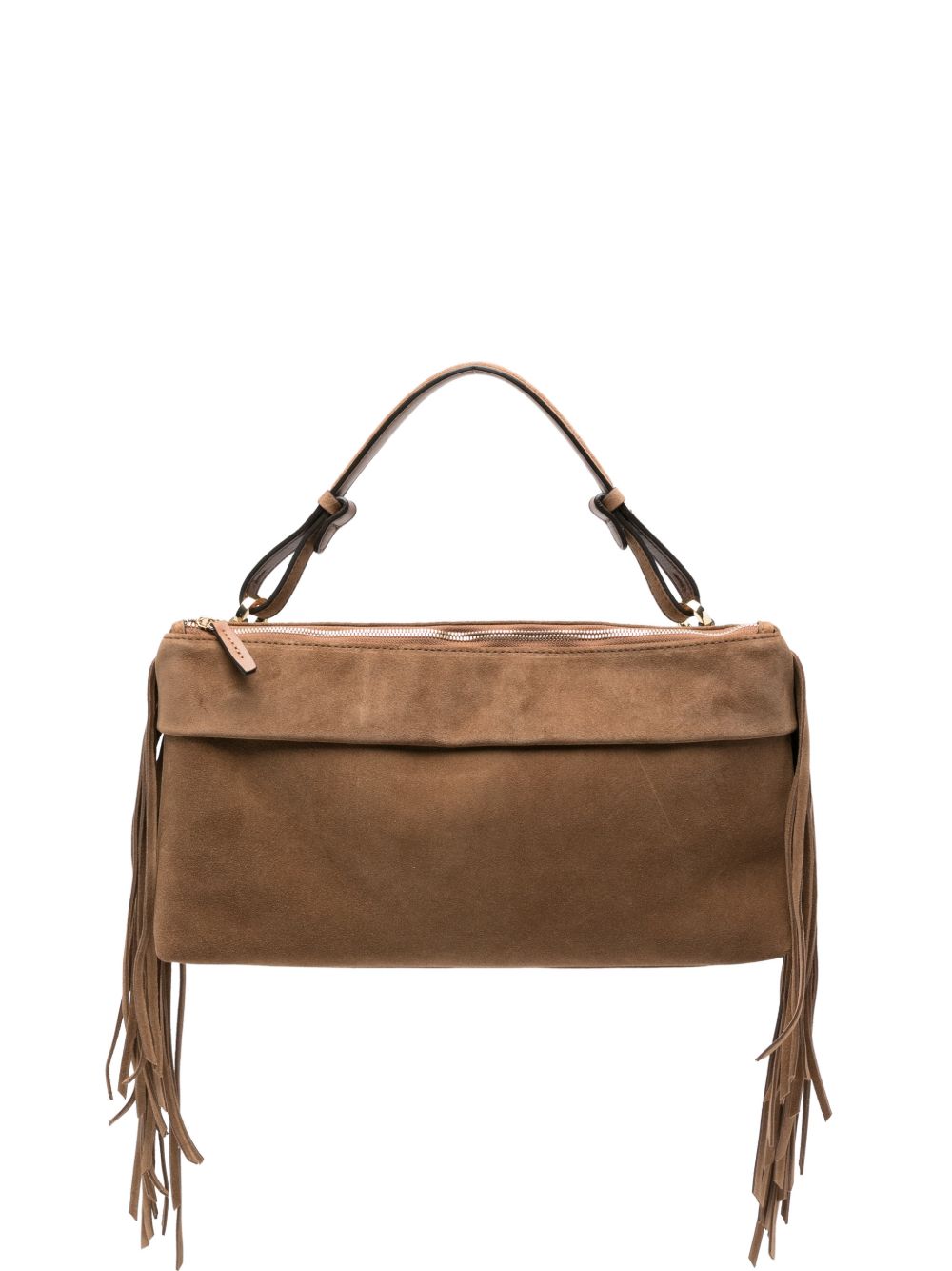 LORISTELLA Borsa Isotta in suede marrone con dettagli in frange
