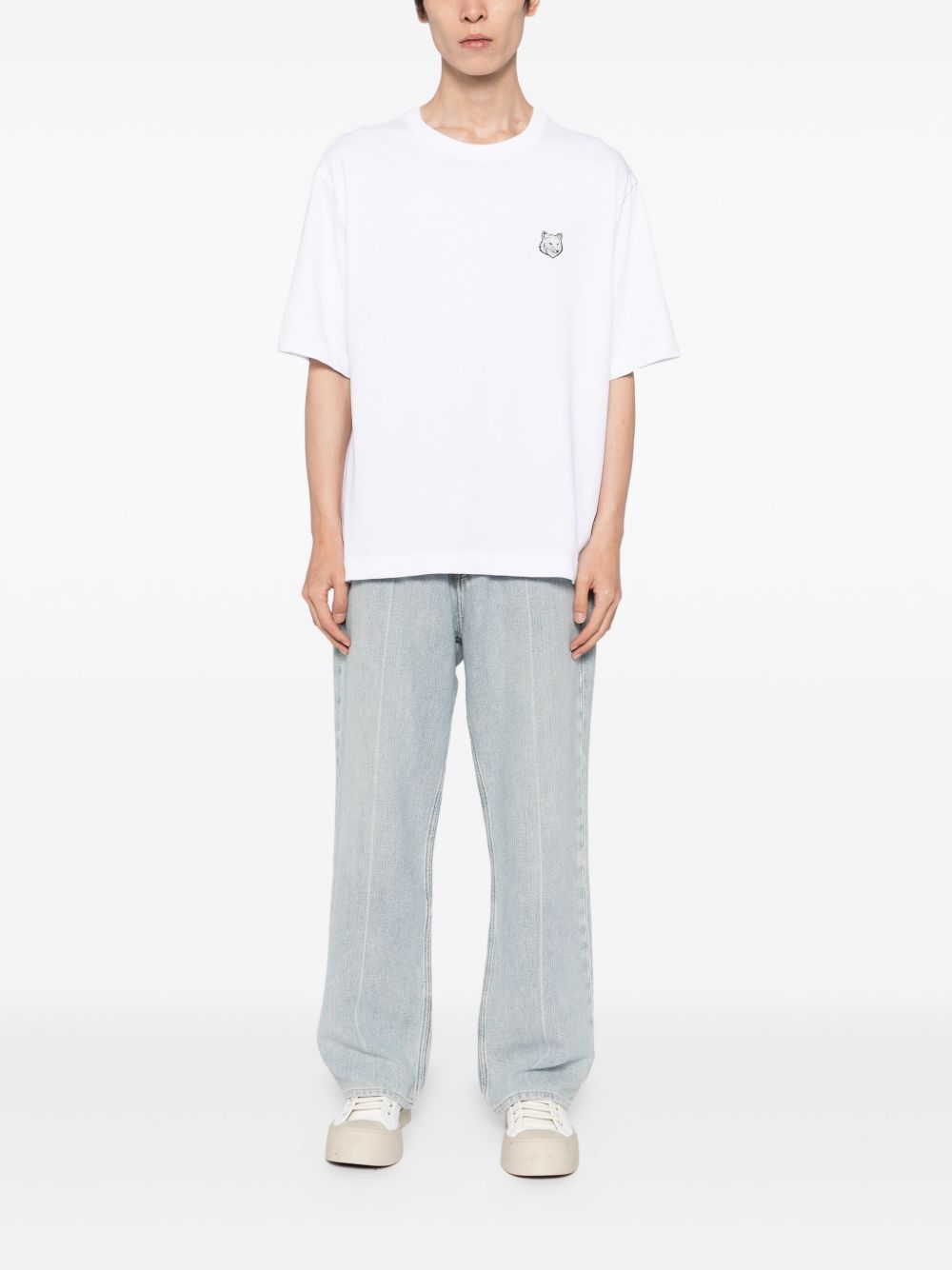 MAISON KITSUNE T-shirt in cotone bianco con logo