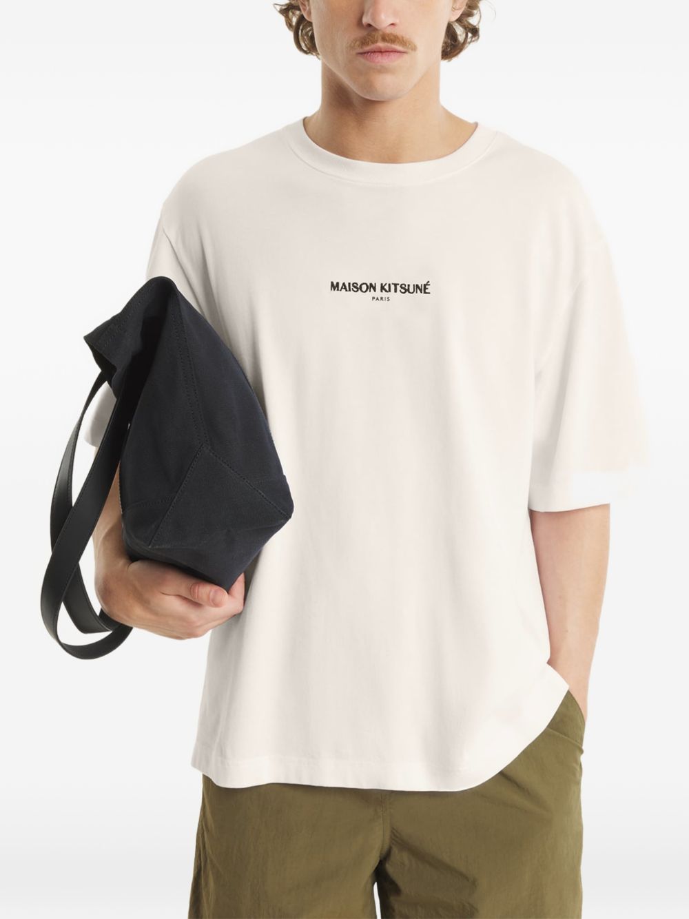 MAISON KITSUNE T-shirt beige con logo