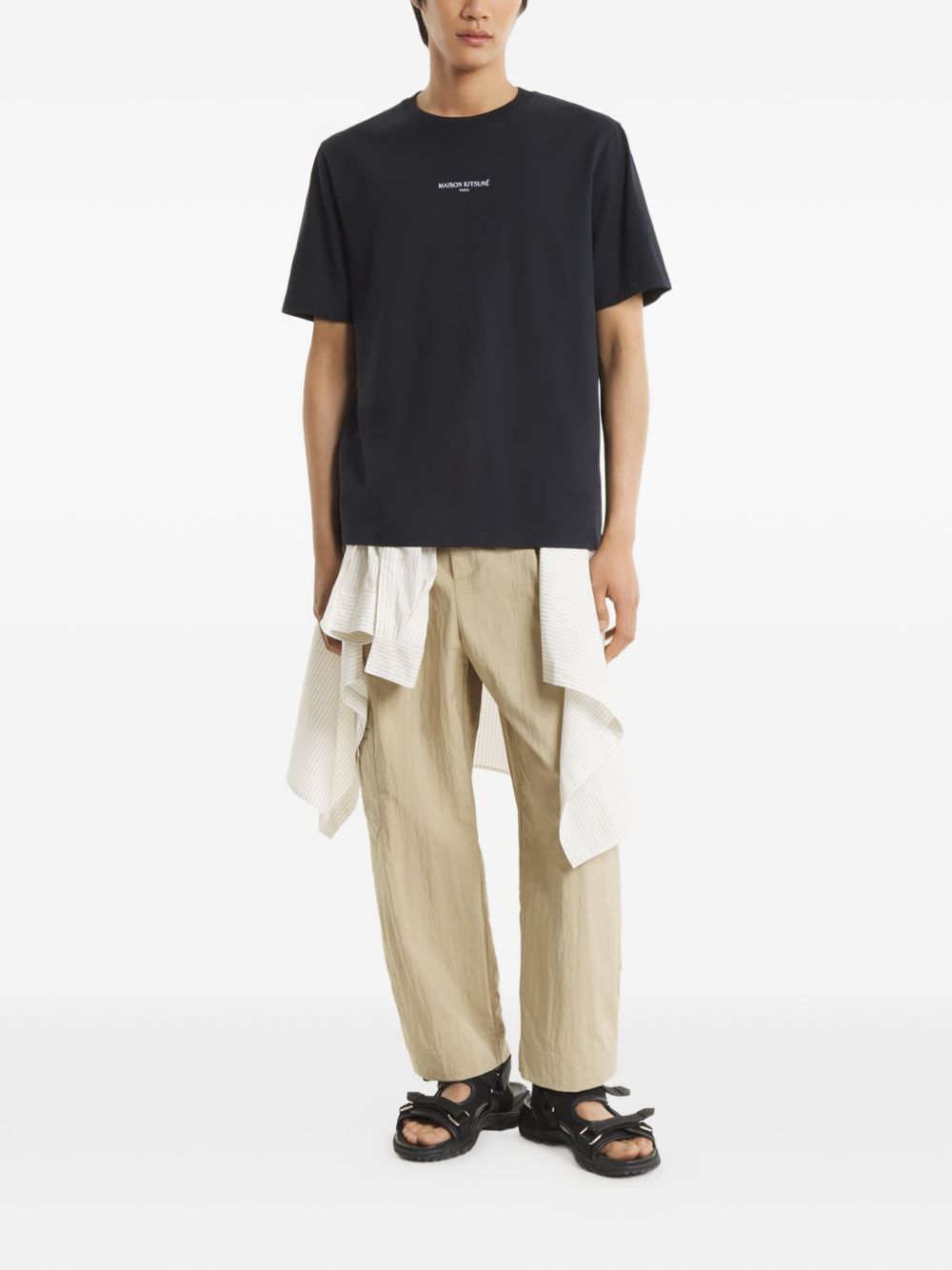 MAISON KITSUNE T-shirt nera con logo