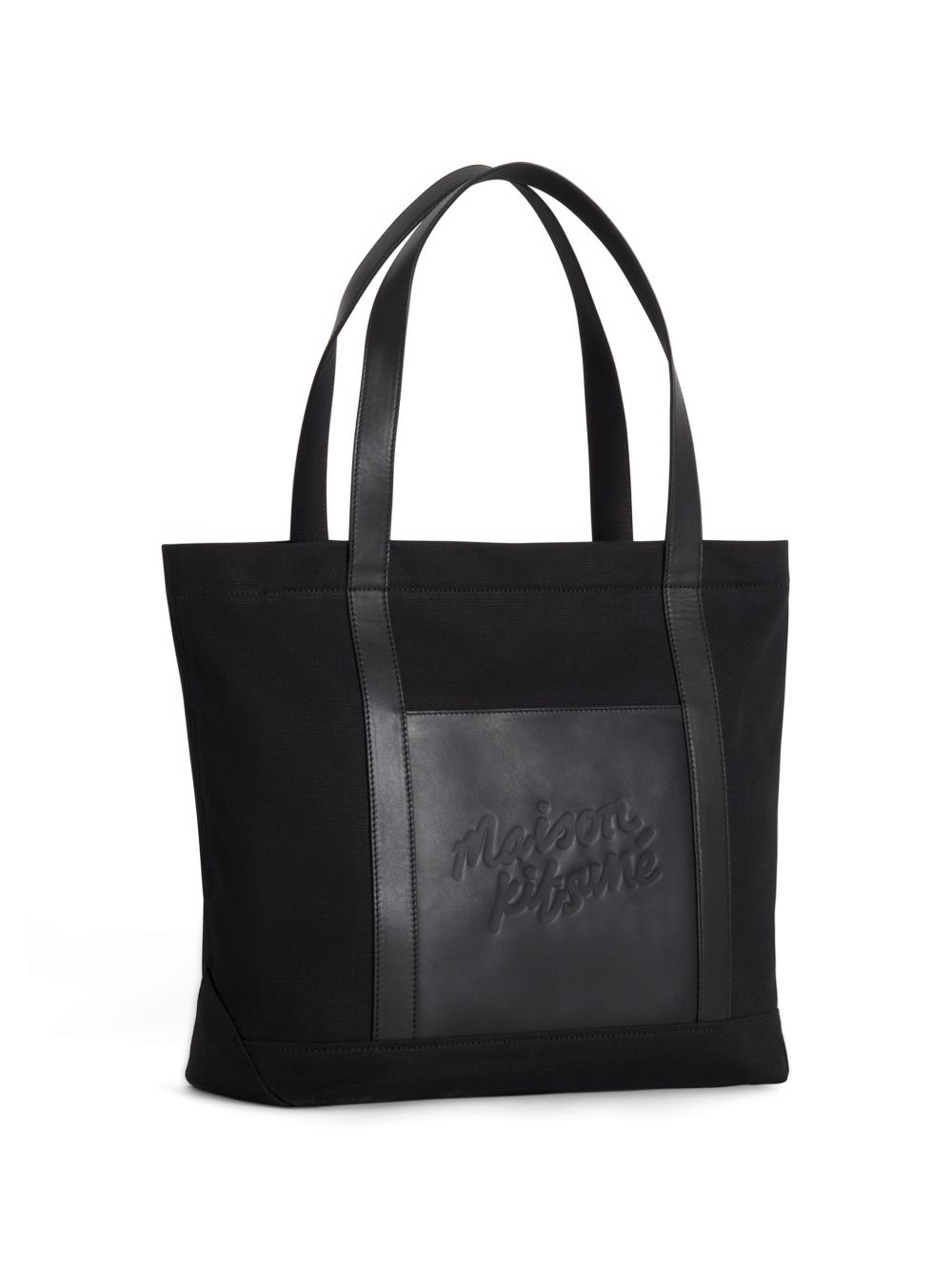 MAISON KITSUNE Borsa a mano con tasca esterna e logo ricamato nero