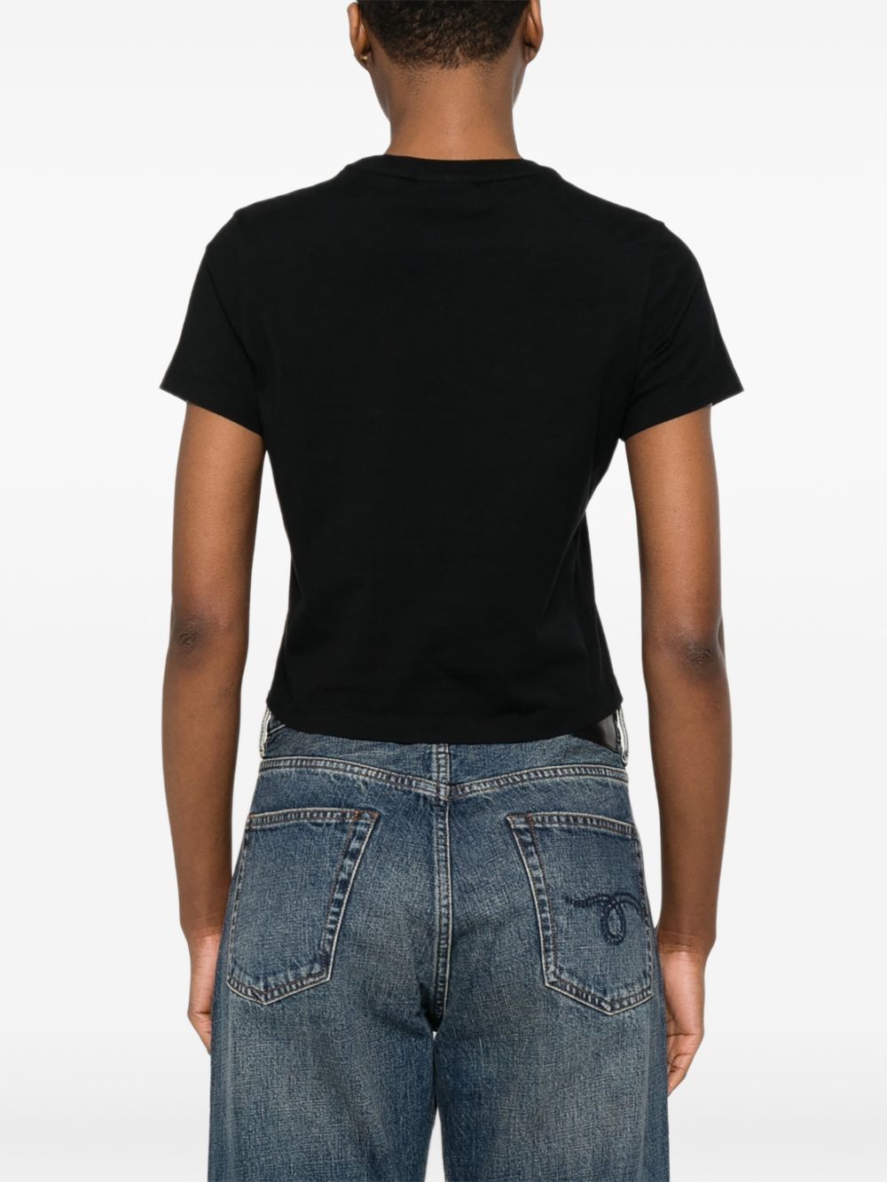 MAISON KITSUNE T-shirt con logo ricamato nera