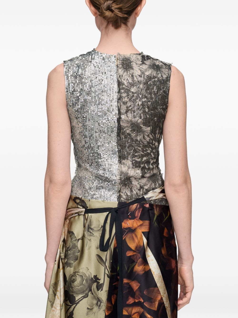 MAISON MARGIELA Top grigio multicolor con dettagli argentati