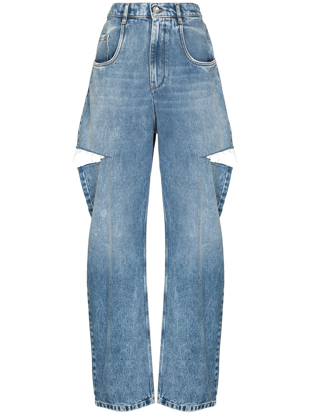MAISON MARGIELA Jeans blu in cotone con dettaglio cut-out