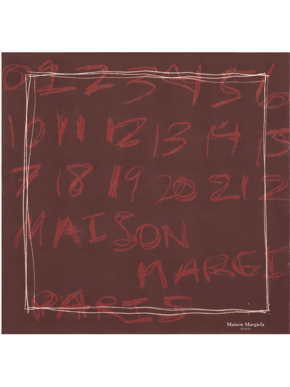 MAISON MARGIELA Foulard quadrato in seta marrone