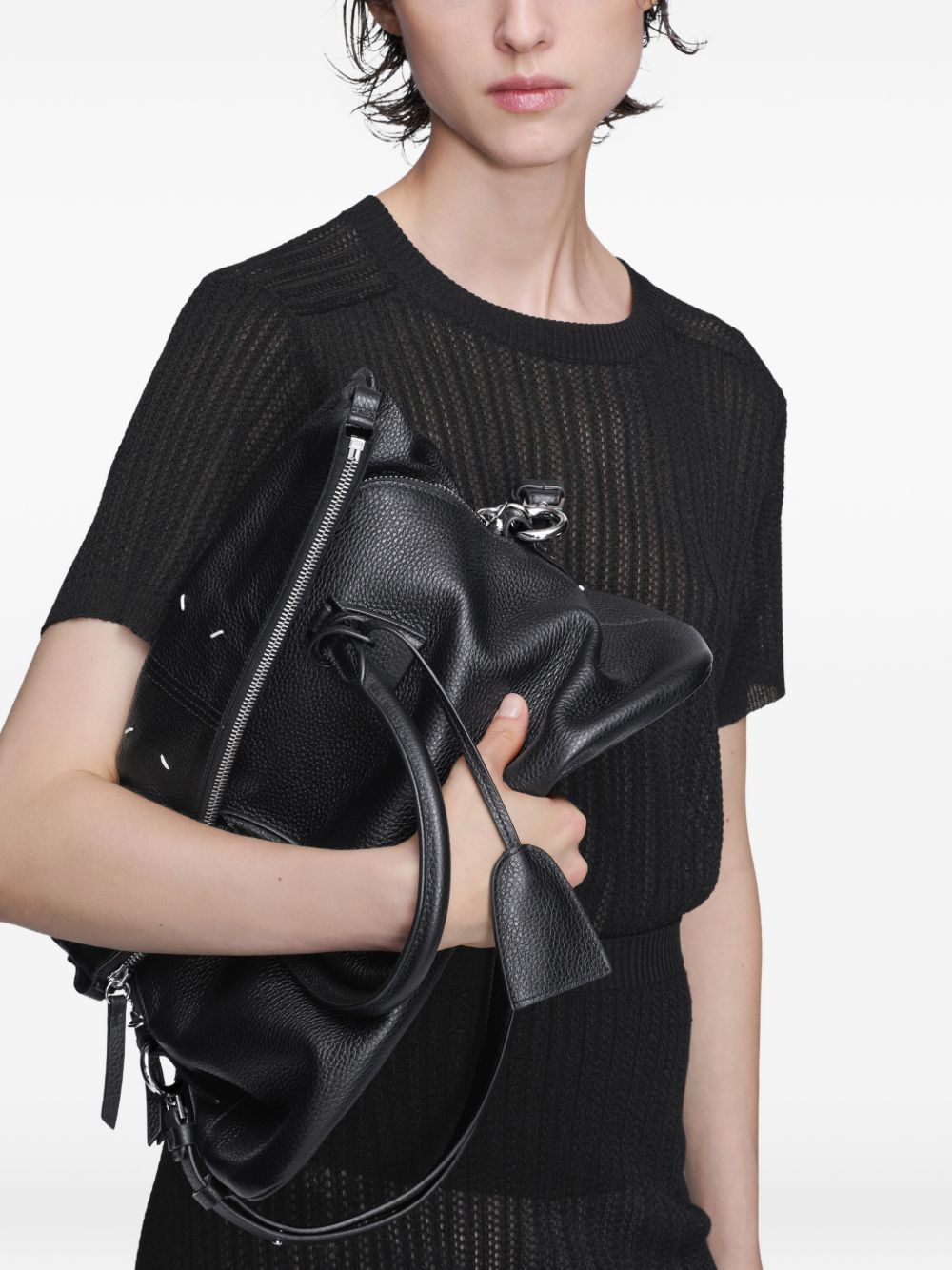 MAISON MARGIELA Borsa in pelle nera con tracolla a catena