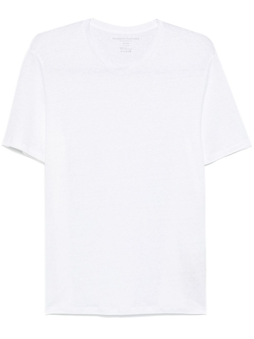 MAJESTIC FILATURES T-shirt a maniche corte in lino elasticizzato bianco