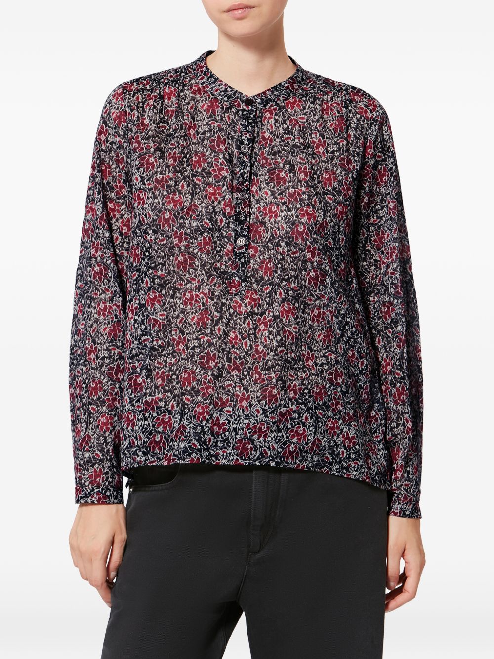 MARANT ETOILE Camicia cremisi in cotone con stampa floreale