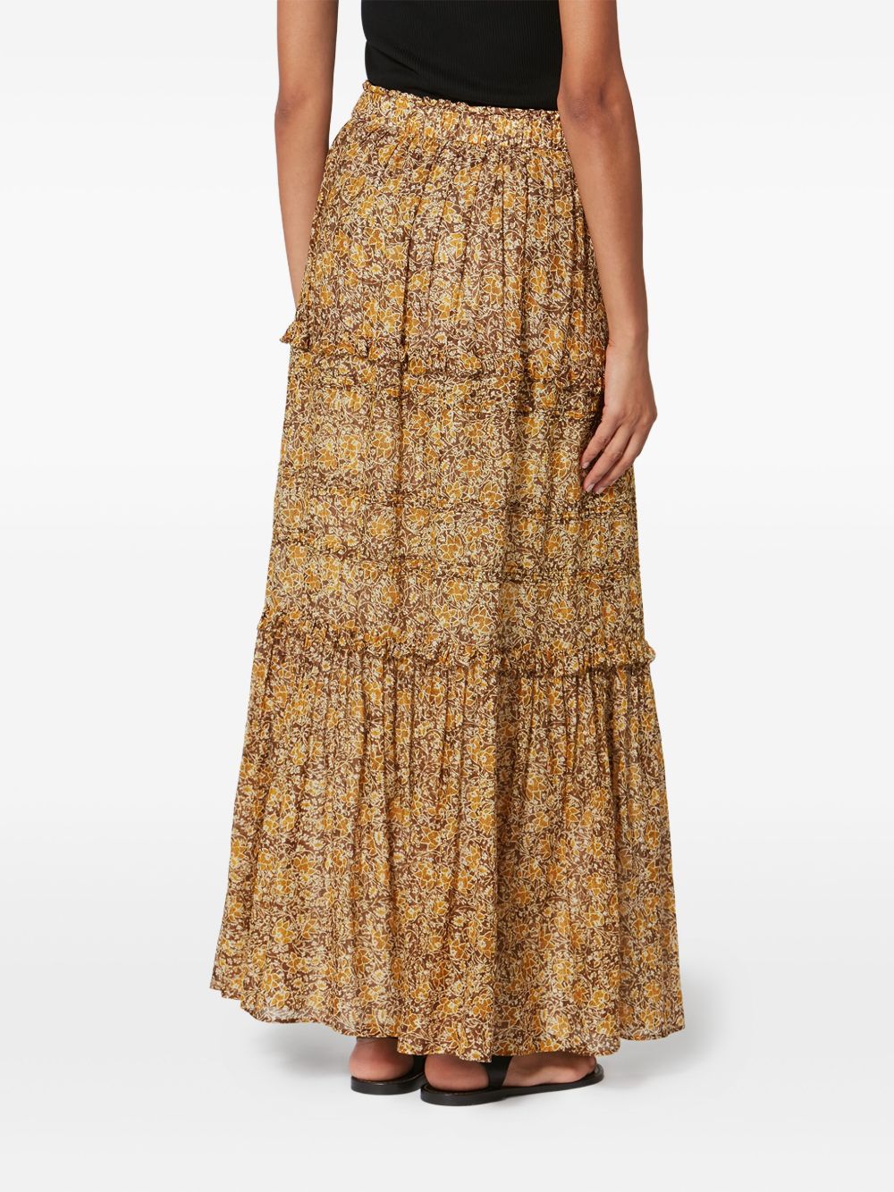 MARANT ETOILE Gonna lunga giallo senape in cotone con stampa floreale