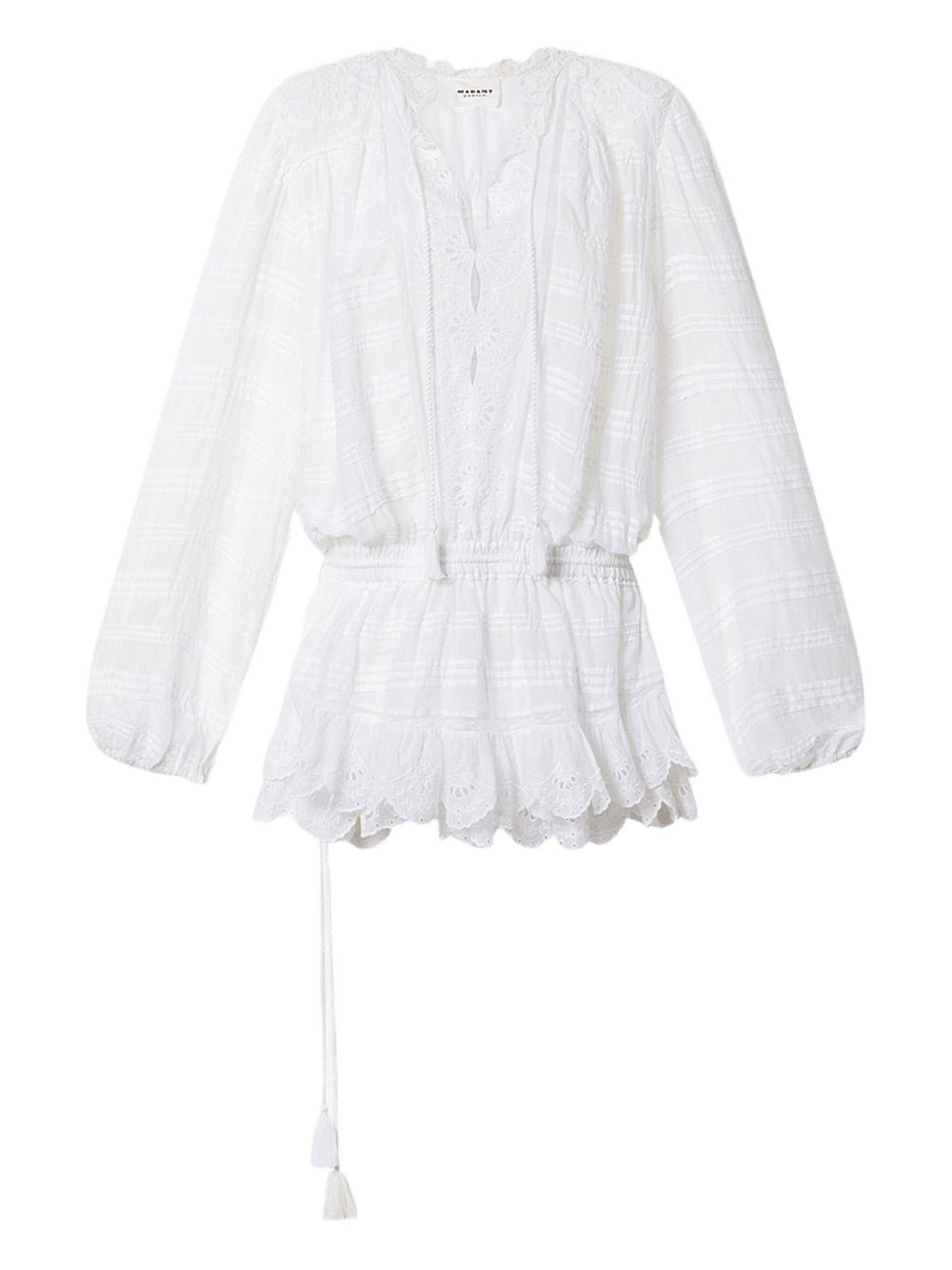 MARANT ETOILE Abito corto bianco con dettagli in San Gallo