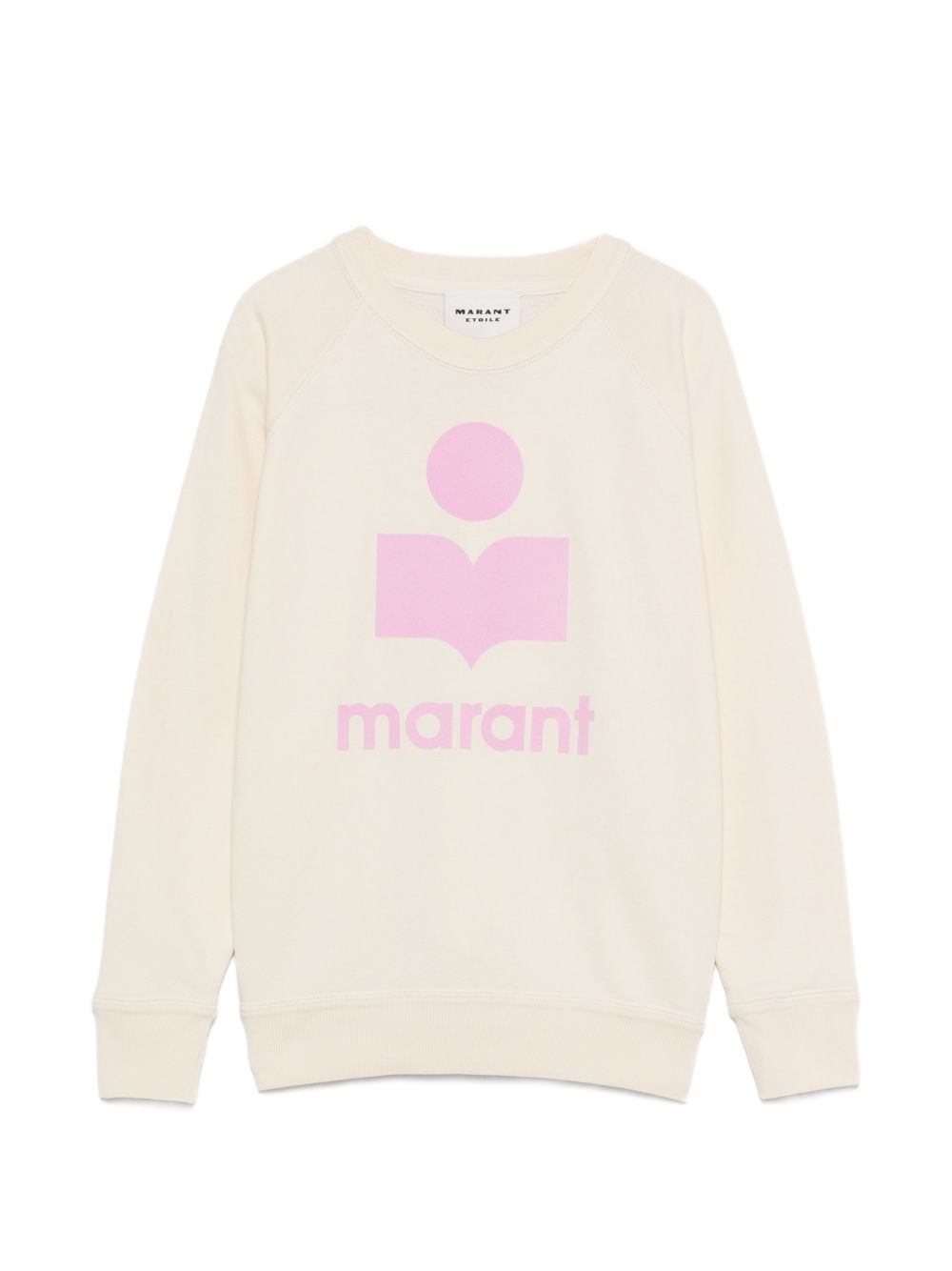 MARANT ETOILE Felpa ecru con logo rosa