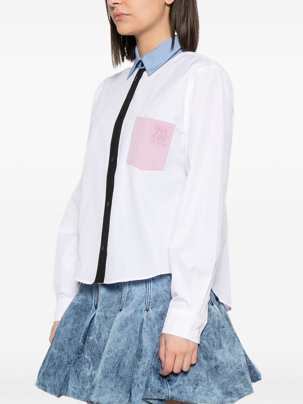 MARNI Camicia bianca con colletto azzurro